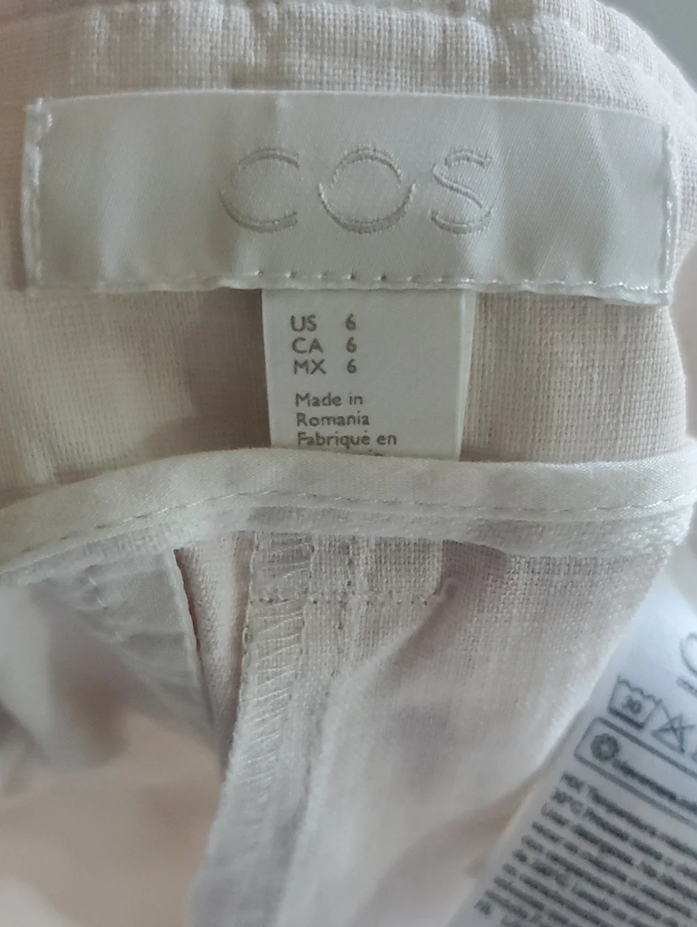 COS High Rise Wide Leg Linen Pants Trouser Size 6 Ivory Minimal Neutral NWOT